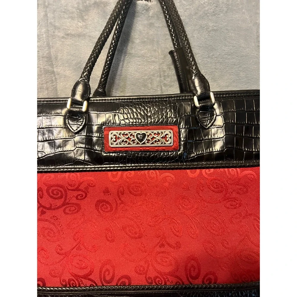 Retired Brighton Red Black Croc Print Laptop Travel Bag Weekender Carryall